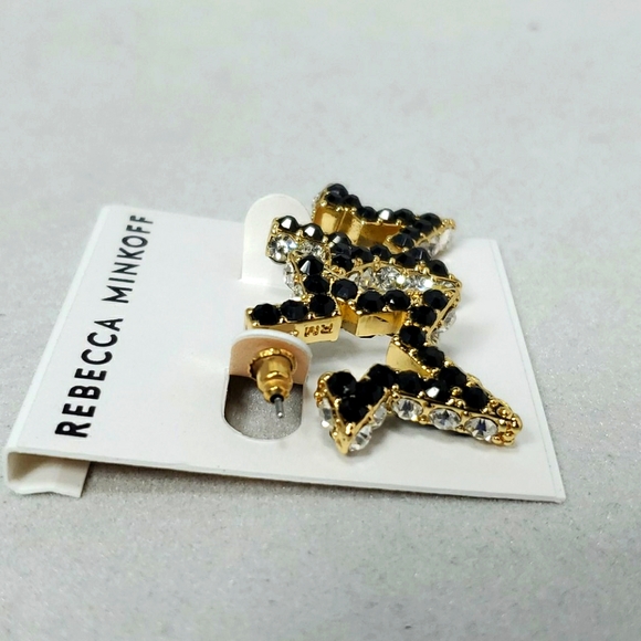 Rebecca Minkoff Super Nova Stone Hoops Earrings (Black) Earring - Picture 2 of 3